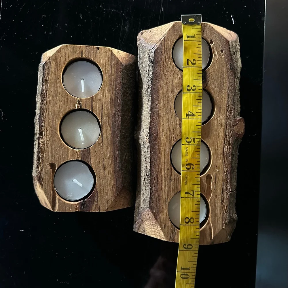 Wood Forest log Candle Holders